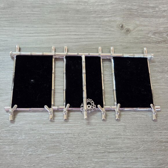 Triple Silver Bamboo-Inspired Picture Frame With Easel Backing Holds 3 Photos - Picture 7 of 10